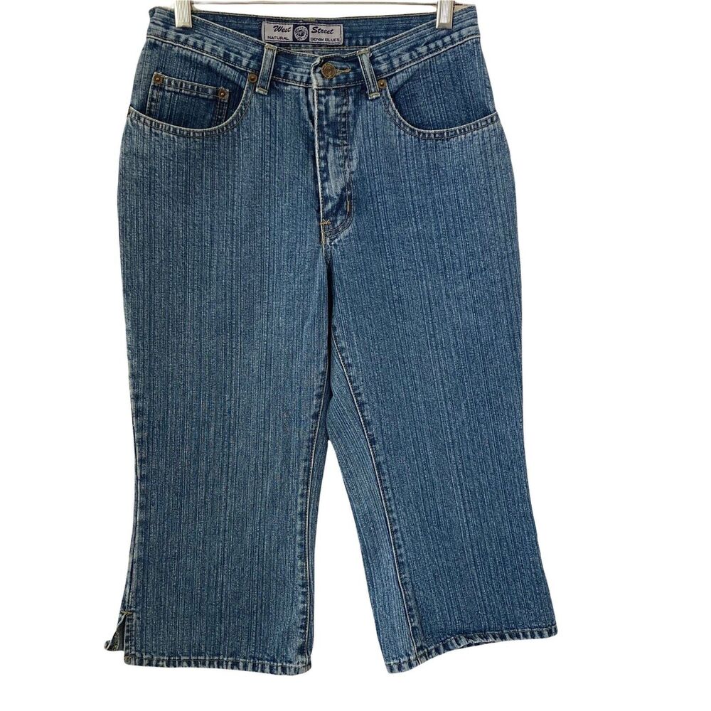 Vintage West Street Capris Womens Size 31 Textured Dark Medium Wash